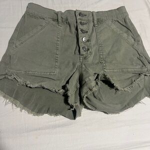 Altar’d State Women's Green Frayed Hem Shorts